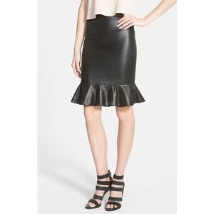 BM Los Angeles Faux Leather Tulip Skirt - Black SZ L NWT‎
